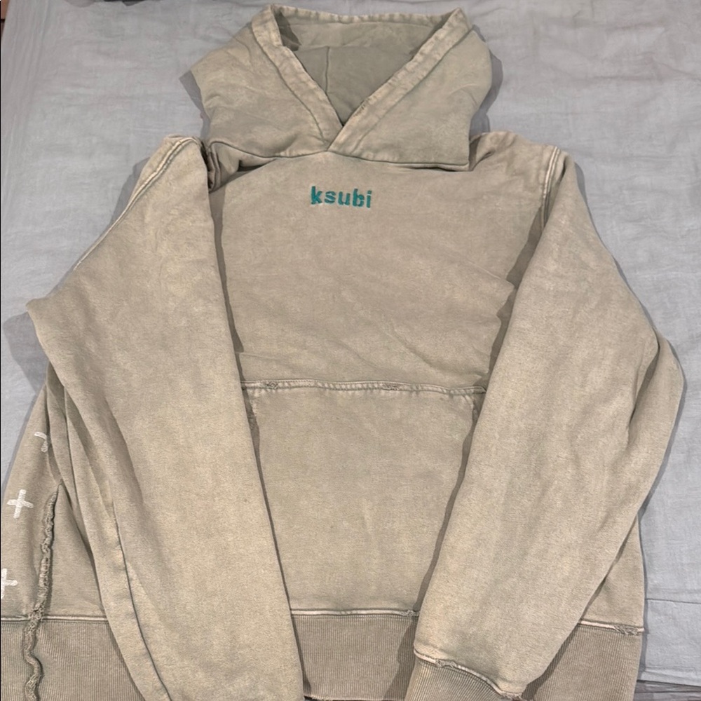 Ksubi Beige Hoodie with Green Logo